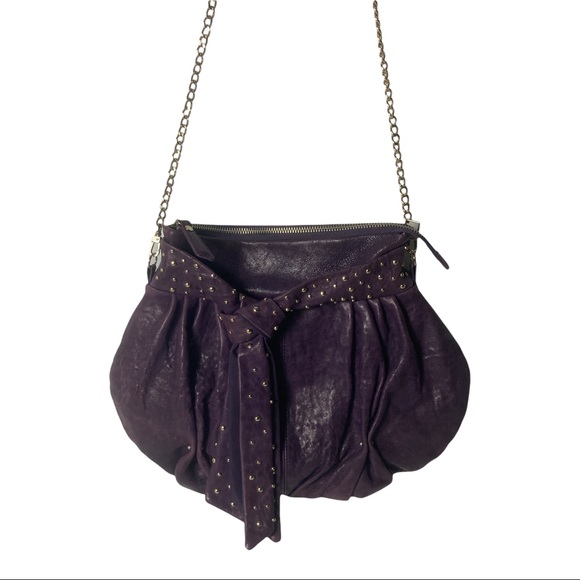 Junior Drake, Karel, Italian Leather, Textured Purple detachable gold tone chain - Picture 6 of 16